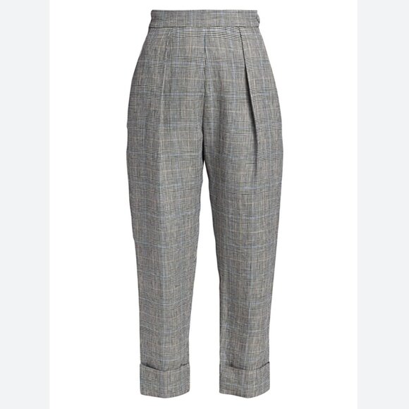 NWT Rachel Comey Plaid Westside Pants Linen Tailored Pleated, Size 8 - Picture 1 of 12